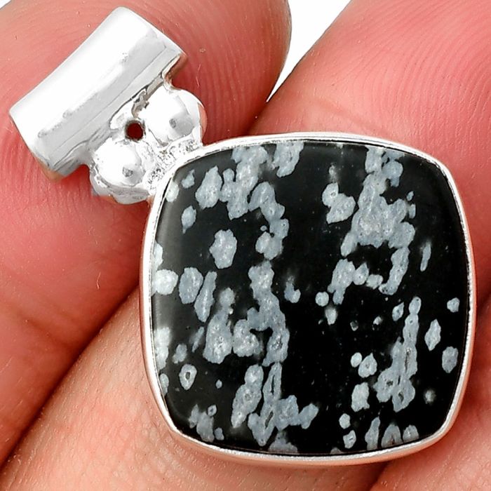 Snow Flake Obsidian Pendant SDP137066 P-1259, 17x17 mm