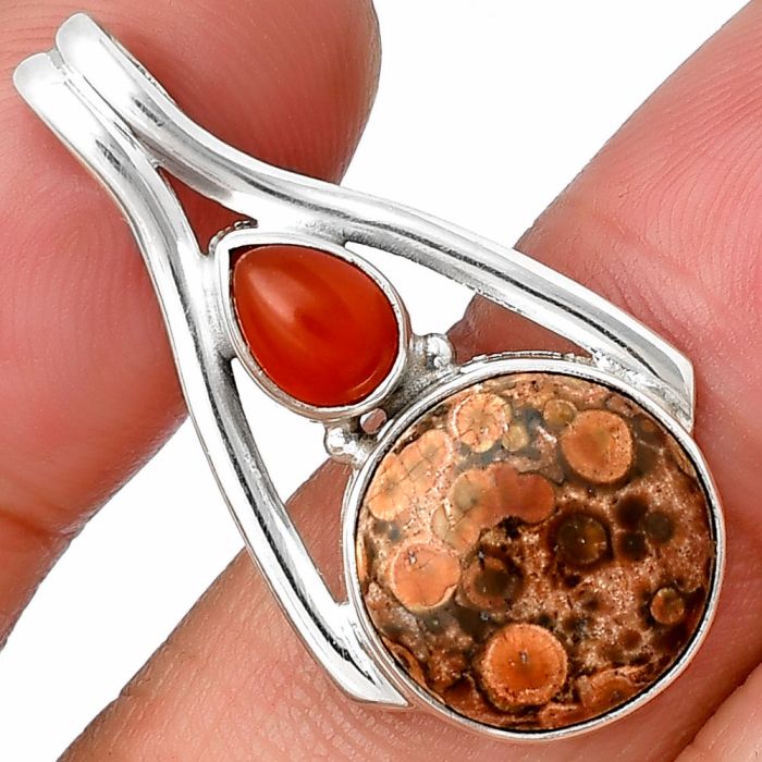 Poppy Jasper and Carnelian Pendant SDP137565 P-1006, 13x13 mm