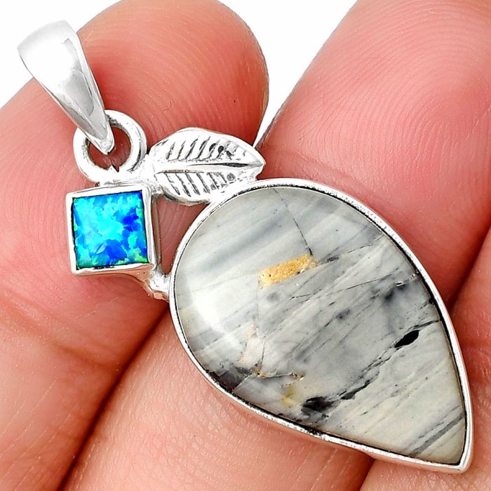 Picasso Jasper and Fire Opal Pendant SDP137578 P-1652, 14x22 mm