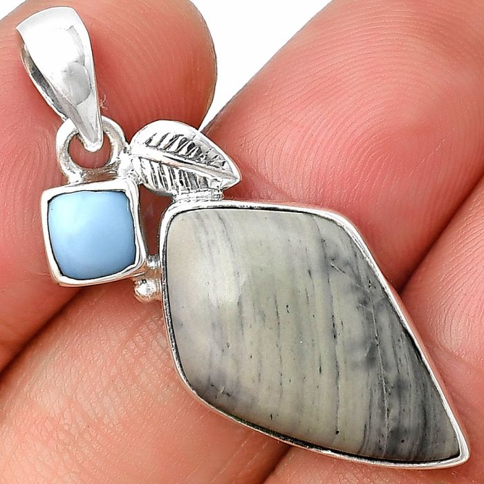 Picasso Jasper and Owyhee Opal Pendant SDP137609 P-1652, 14x23 mm