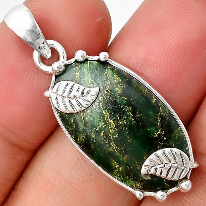 Green Fuchsite Pendant SDP137631 P-1226, 13x23 mm