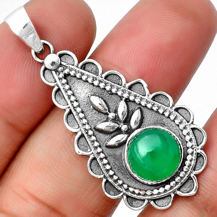 Green Onyx Pendant SDP137928 P-1033, 9x9 mm