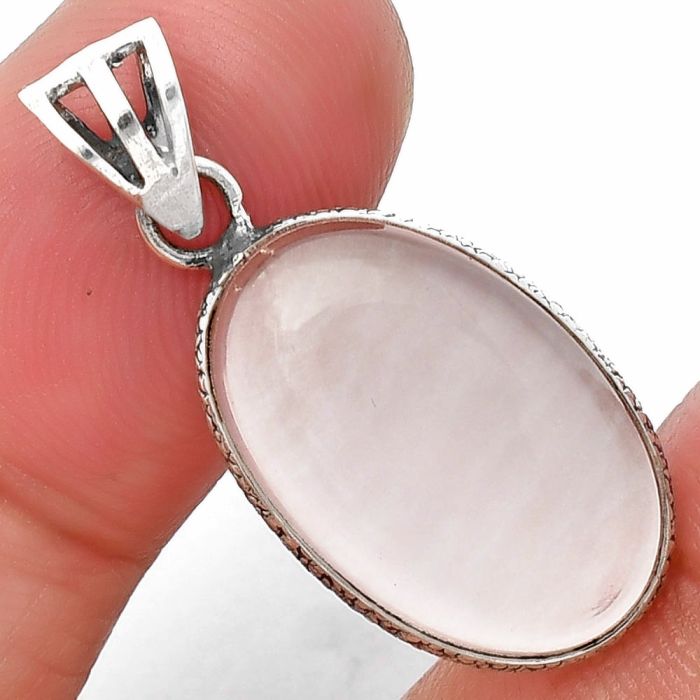 Rose Quartz Cab Pendant SDP138300 P-1001, 13x20 mm