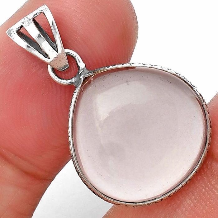 Rose Quartz Cab Pendant SDP138302 P-1001, 16x16 mm