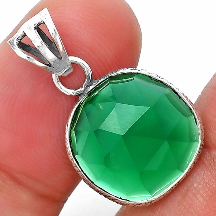 Green Onyx Checker Pendant SDP138359 P-1001, 14x14 mm