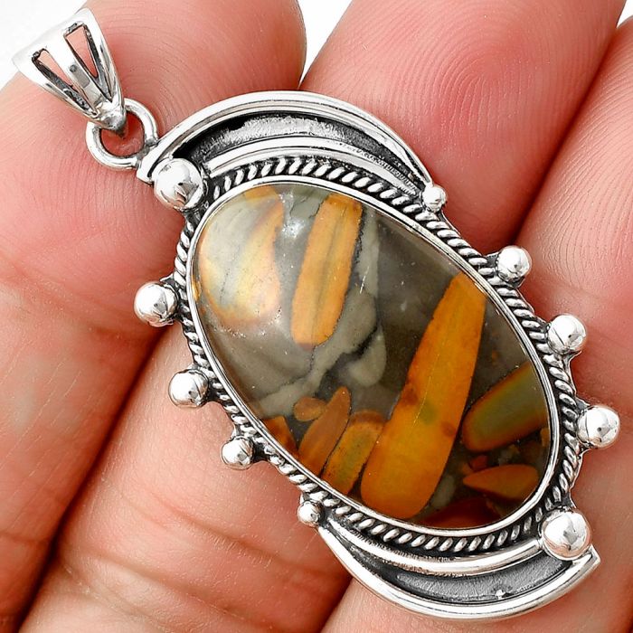 Fruit Jasper Pendant SDP139848 P-1012, 15x25 mm