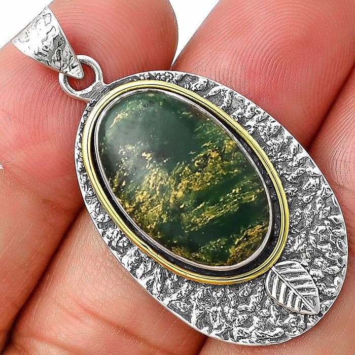 Two Tone - Green Fuchsite Pendant SDP139991 P-1222, 12x21 mm