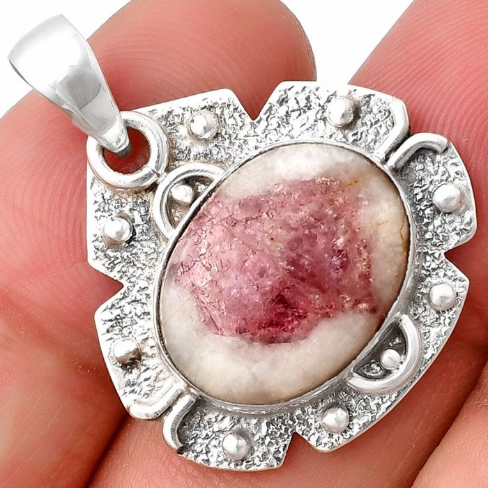 Pink Tourmaline in Quartz Pendant SDP140308 P-1390, 13x17 mm