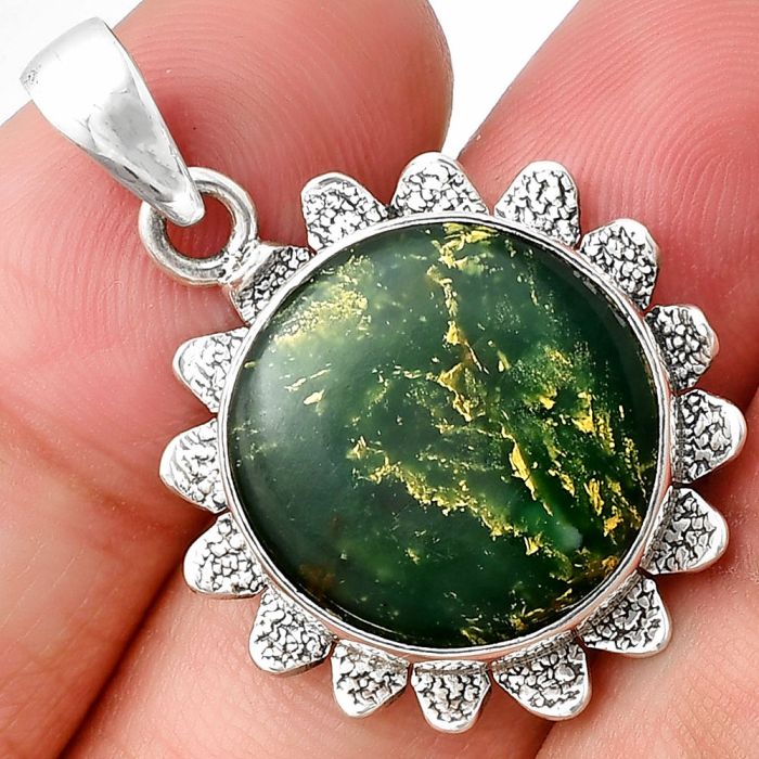 Green Fuchsite Pendant SDP140370 P-1205, 17x17 mm