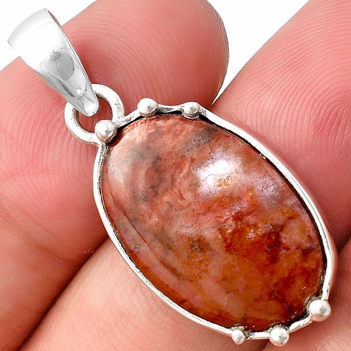 Red Moss Agate Pendant SDP140715 P-1349, 14x21 mm