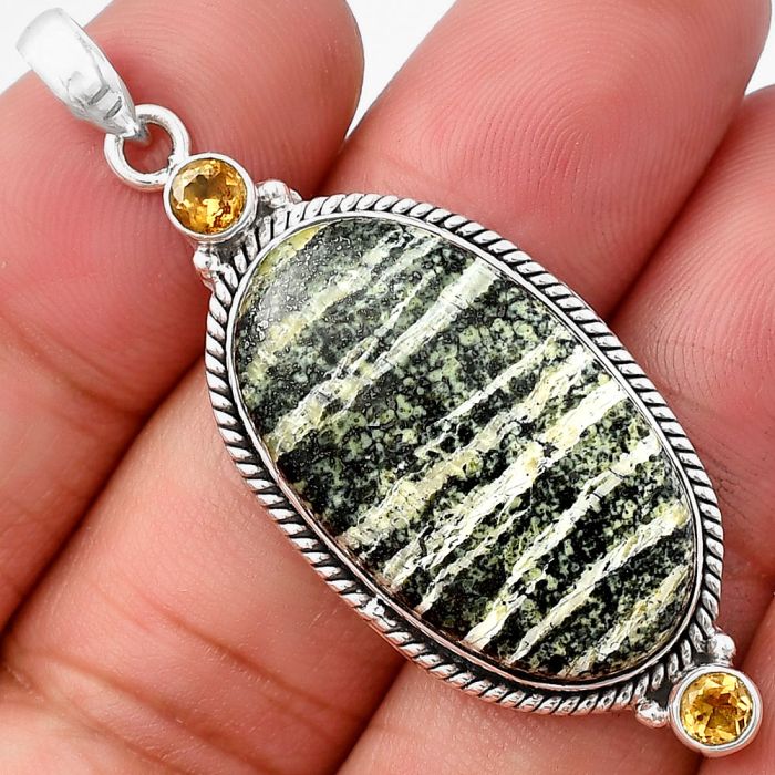 Natural Chrysotile and Citrine Pendant SDP140898 P-1023, 16x28 mm