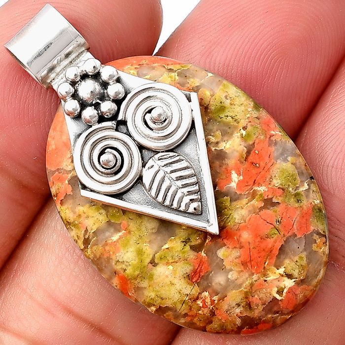 Owl - Unakite Pendant SDP141014 P-1649, 23x31 mm