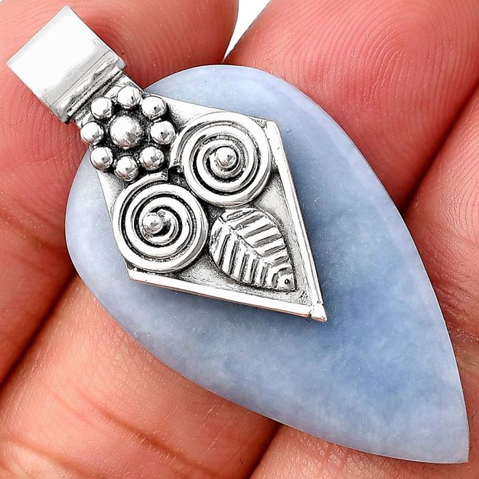 Owl - Angelite Pendant SDP141017 P-1649, 20x34 mm