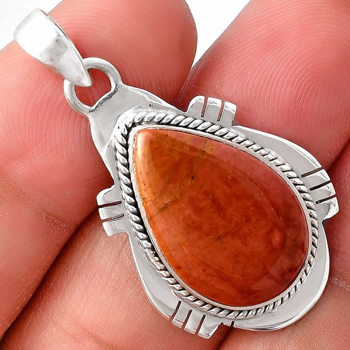 Red Moss Agate Pendant SDP141244 P-1463, 14x21 mm