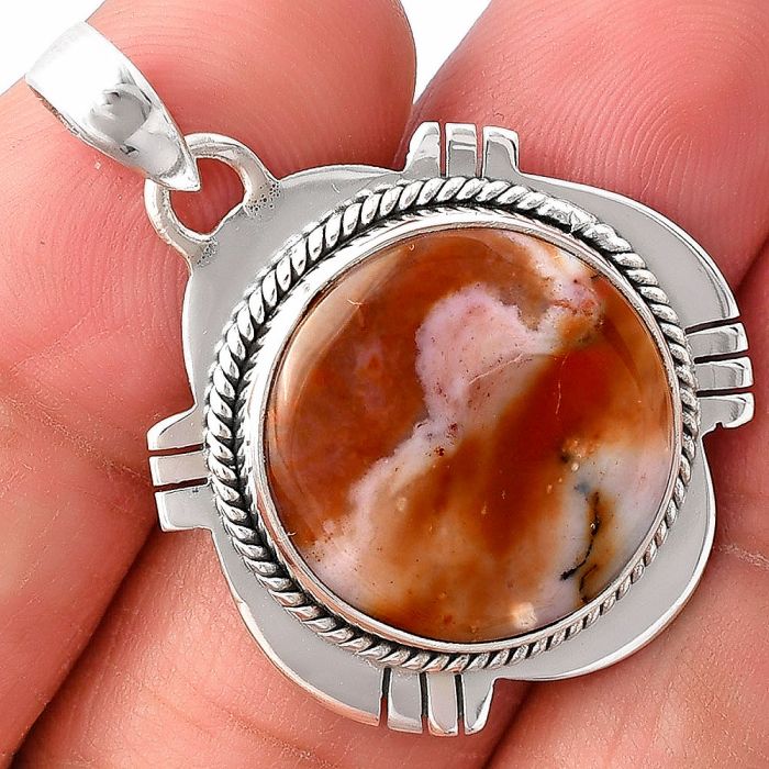 Oregon Red Moss Agate Pendant SDP141245 P-1463, 19x19 mm