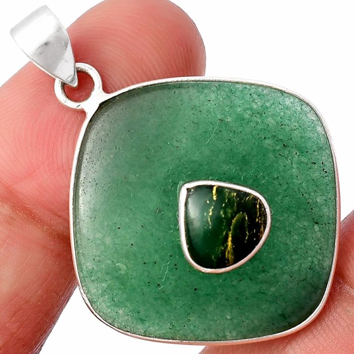 Green Aventurine and Green Fuchsite Pendant SDP141501 P-1323, 25x25 mm