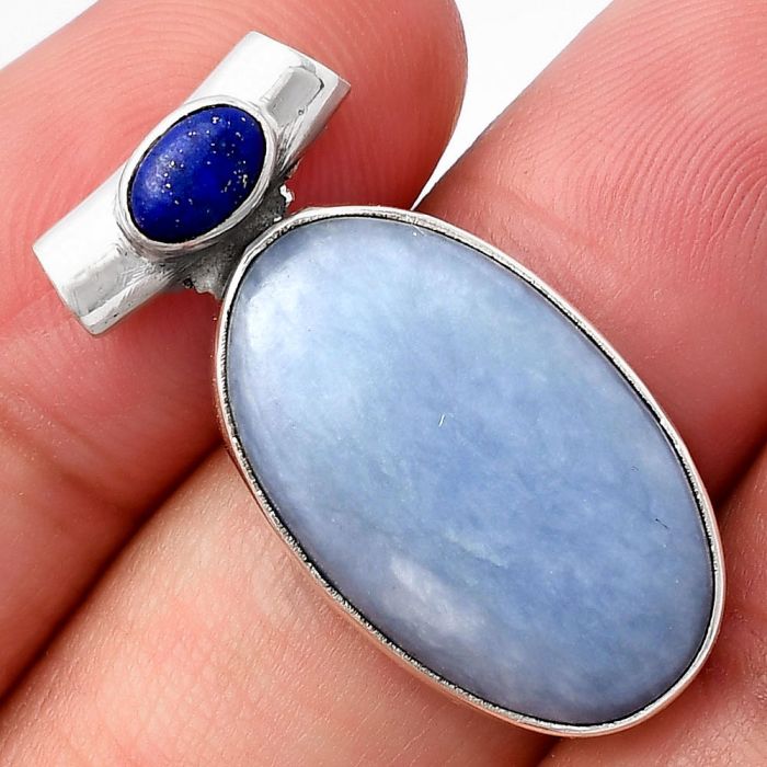 Angelite and Lapis Lazuli Pendant SDP142784 P-1300, 14x22 mm