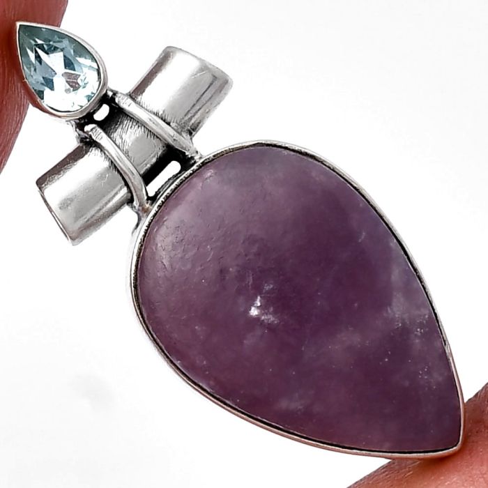 Purple Lepidolite and Sky Blue Topaz Pendant SDP142799 P-1159, 15x22 mm