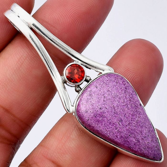 Purpurite and Garnet Pendant SDP142964 P-1006, 17x27 mm