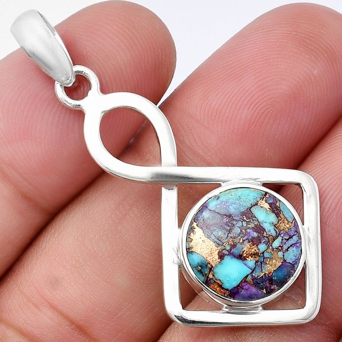 Kingman Purple Dahlia Turquoise Pendant SDP143152 P-1011, 13x13 mm