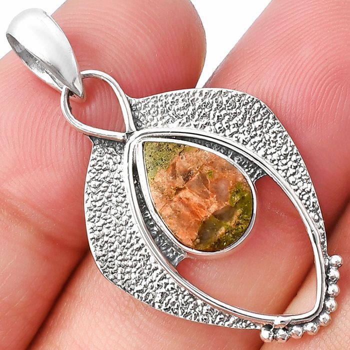 Unakite Pendant SDP143420 P-1402, 8x12 mm