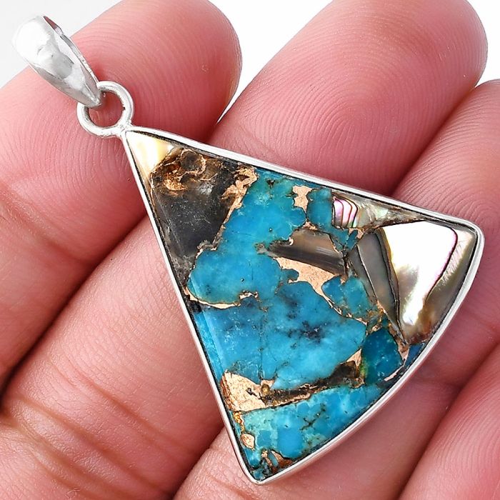 Shell In Black Blue Turquoise Pendant SDP143545 P-1001, 27x31 mm