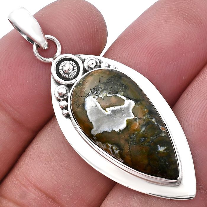 Rhyolite - Rainforest Jasper Pendant SDP143844 P-1350, 13x24 mm