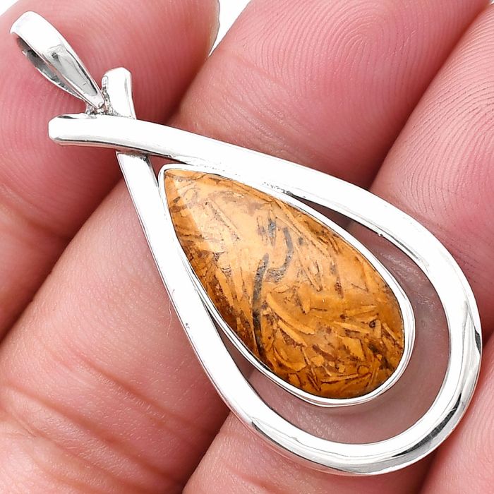 Coquina Fossil Jasper Pendant SDP143991 P-1314, 11x23 mm