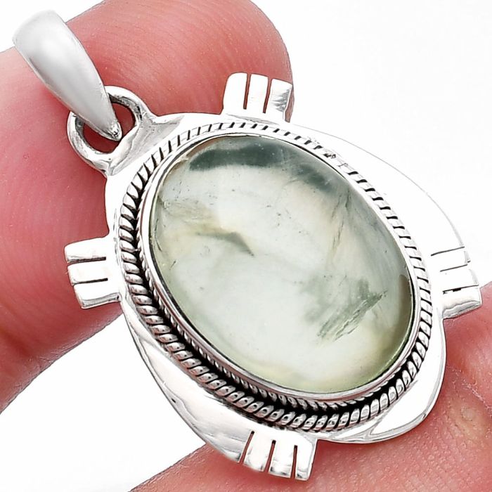 Prehnite Pendant SDP144035 P-1463, 13x18 mm