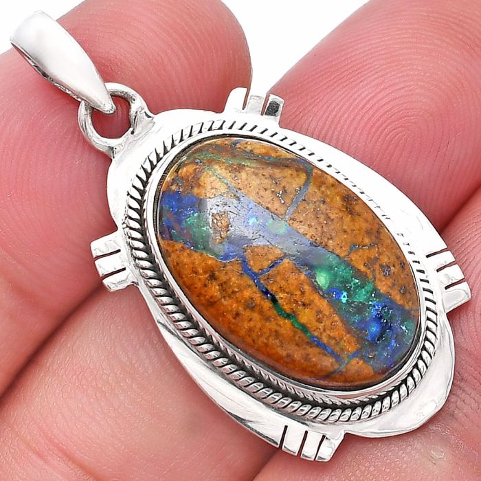 Cyber Web Chrysocolla Stone Pendant SDP144072 P-1463, 13x21 mm