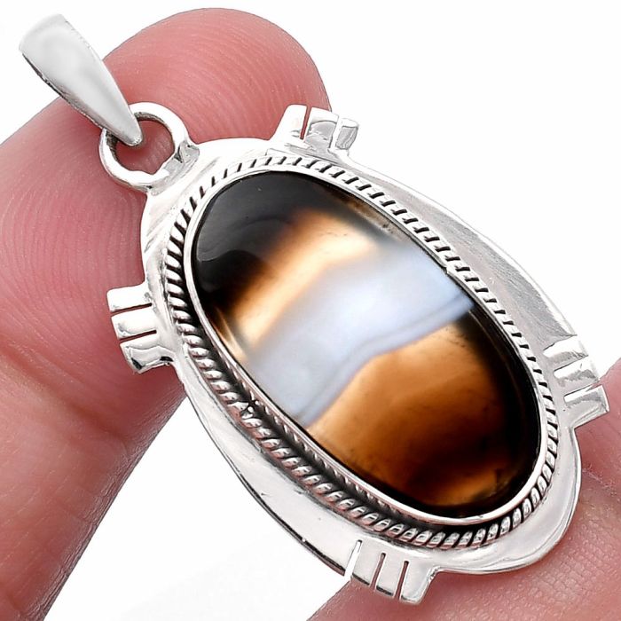 Banded Onyx Pendant SDP144078 P-1463, 12x23 mm