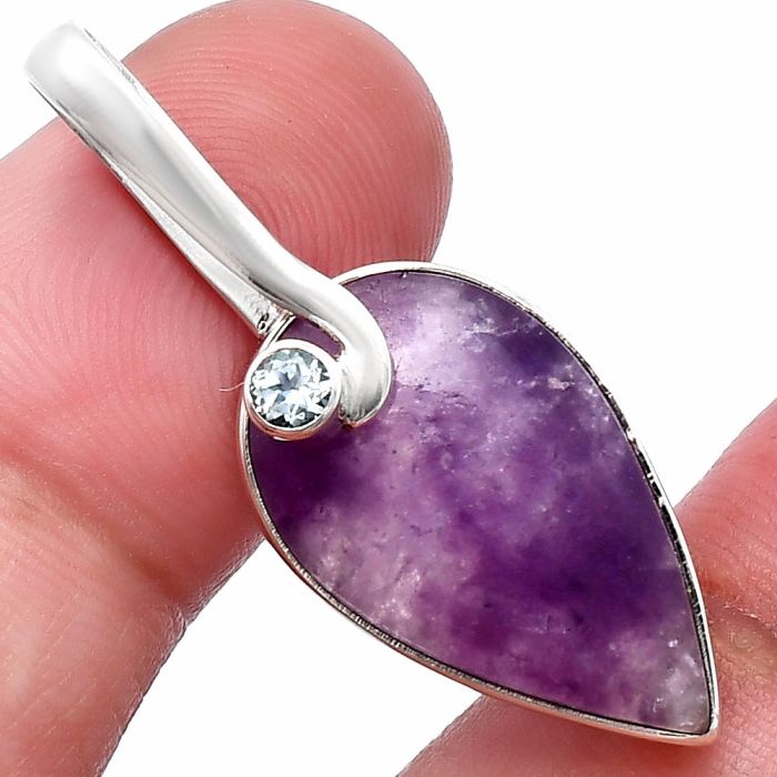 Purple Lepidolite and Sky Blue Topaz Pendant SDP144116 P-1251, 13x21 mm