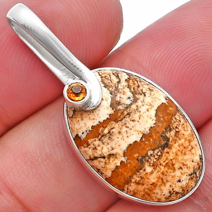 Picture Jasper and Citrine Pendant SDP144127 P-1251, 15x22 mm