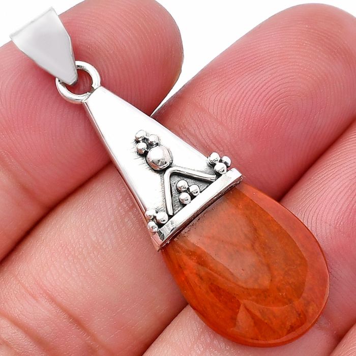 Red Moss Agate Pendant SDP144157 P-1139, 15x22 mm