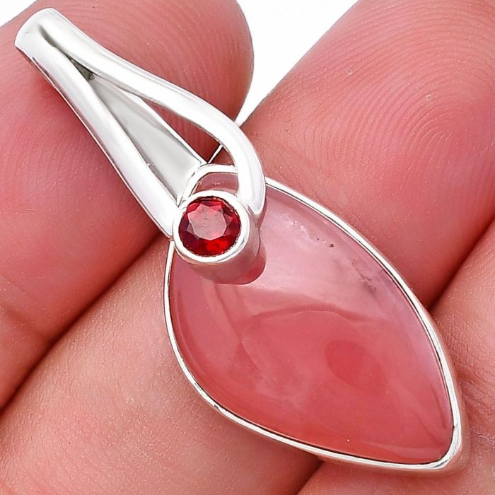 Guava Quartz and Garnet Pendant SDP144264 P-1251, 13x22 mm