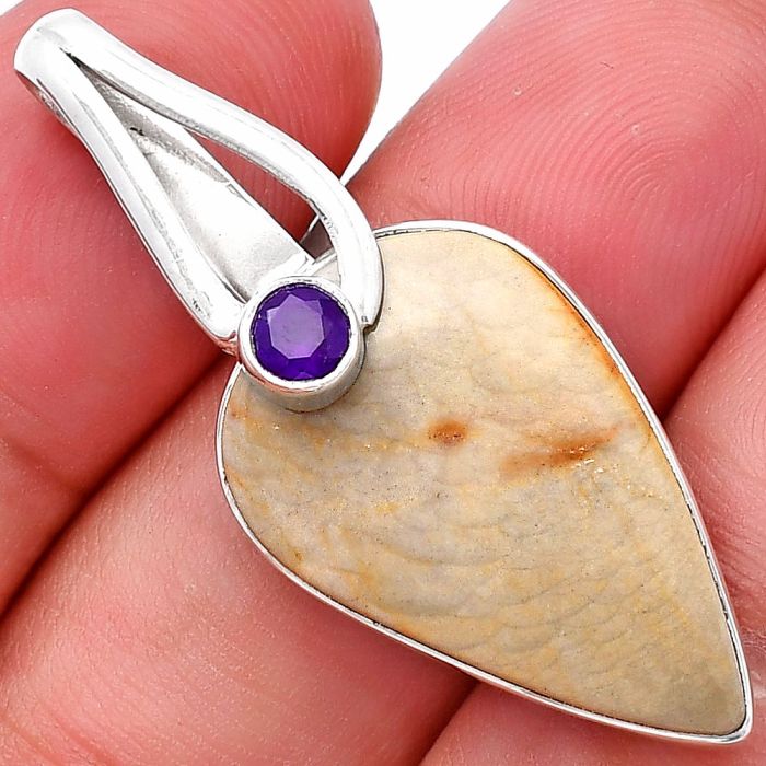 Polygram Jasper and Amethyst Pendant SDP144269 P-1251, 15x25 mm