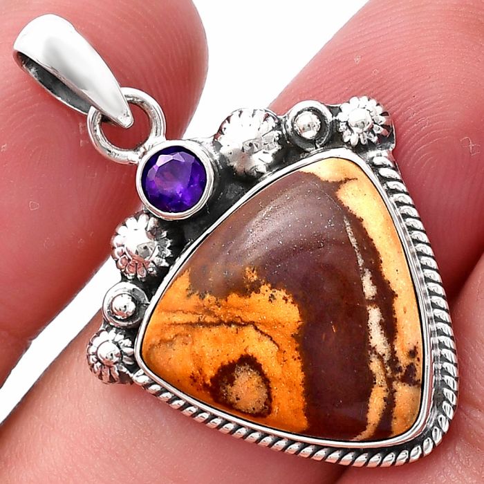 Outback Jasper and Amethyst Pendant SDP144402 P-1482, 17x17 mm