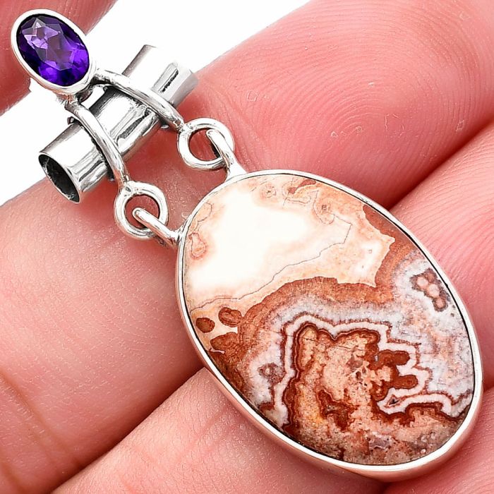 Rosetta Picture Jasper and Amethyst Pendant SDP144422 P-1276, 16x23 mm