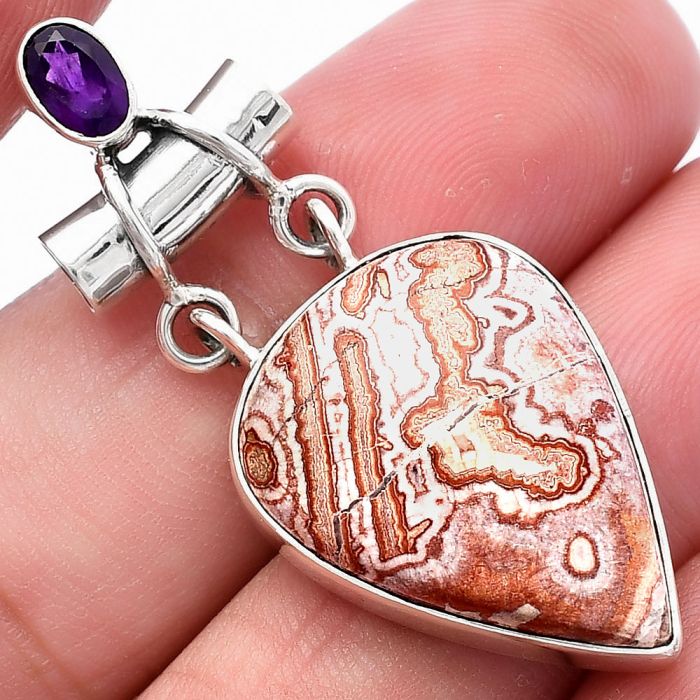 Rosetta Picture Jasper and Amethyst Pendant SDP144423 P-1276, 17x23 mm