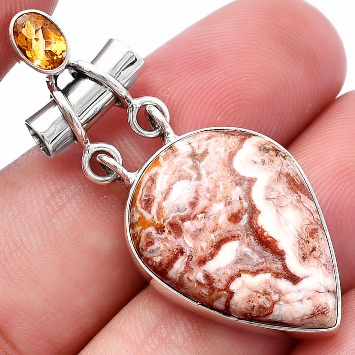 Rosetta Picture Jasper and Citrine Pendant SDP144451 P-1276, 17x23 mm