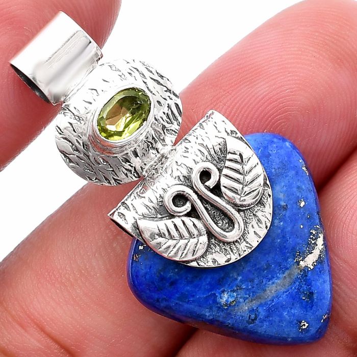 Lapis Lazuli and Peridot Pendant SDP144480 P-1545, 21x21 mm