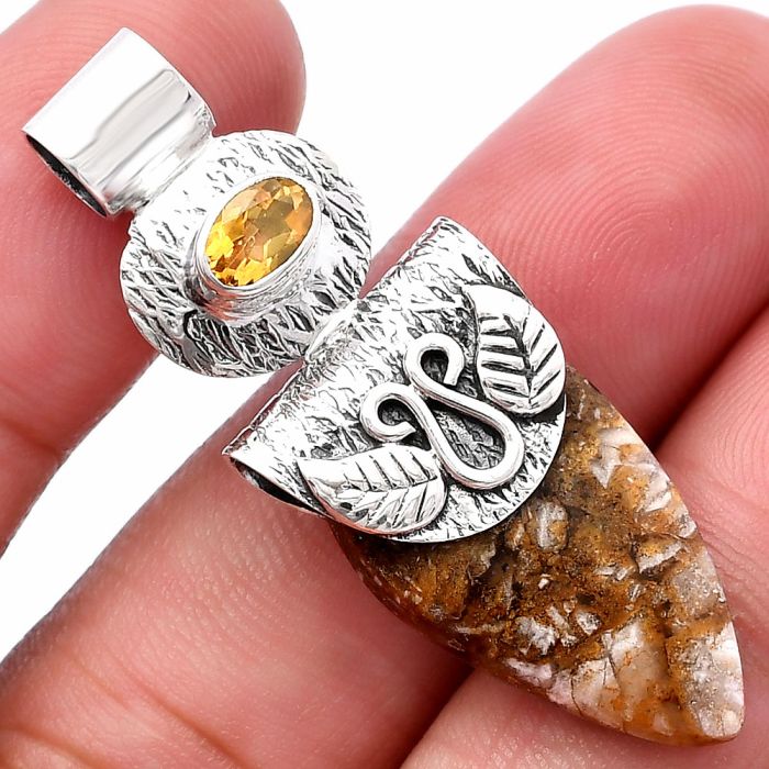 Wild Horse Jasper and Citrine Pendant SDP144534 P-1545, 14x24 mm