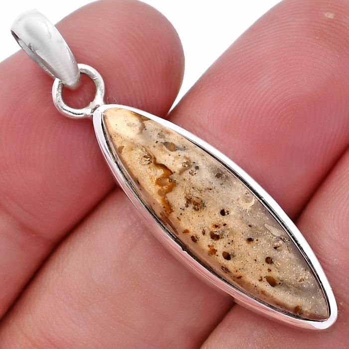 Palm Root Fossil Agate Pendant SDP144592 P-1002, 18x29 mm