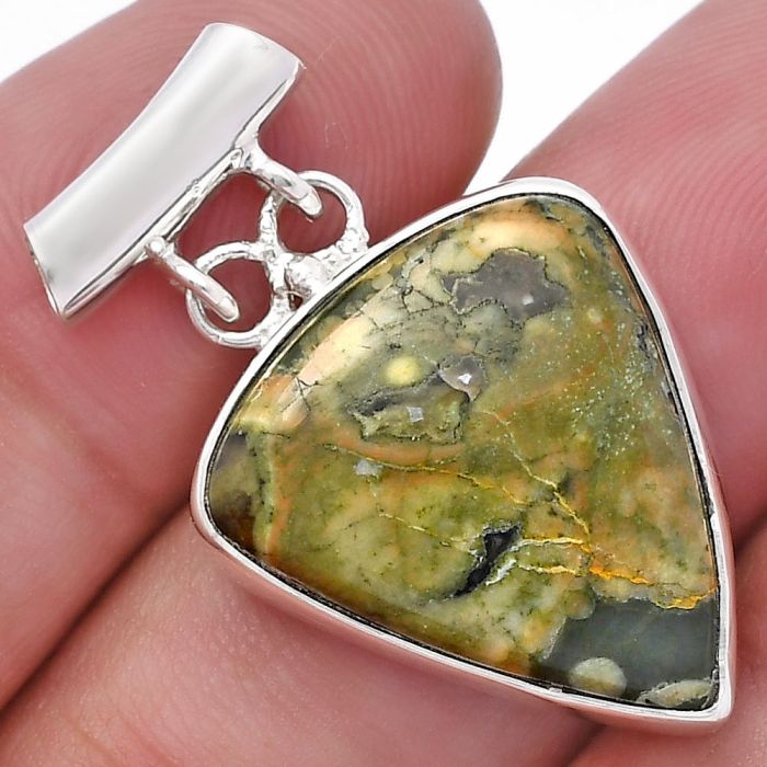 Rhyolite - Rainforest Jasper Pendant SDP144610 P-1198, 19x21 mm