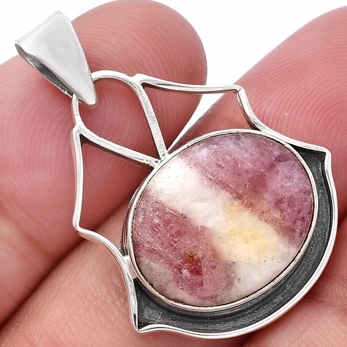 Pink Tourmaline in Quartz Pendant SDP144745 P-1197, 14x17 mm