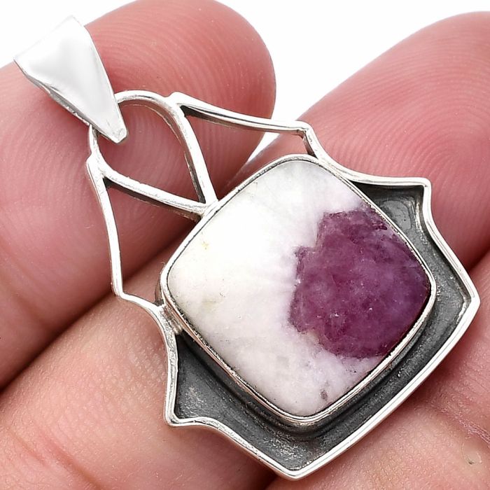 Pink Tourmaline in Quartz Pendant SDP144749 P-1197, 14x14 mm