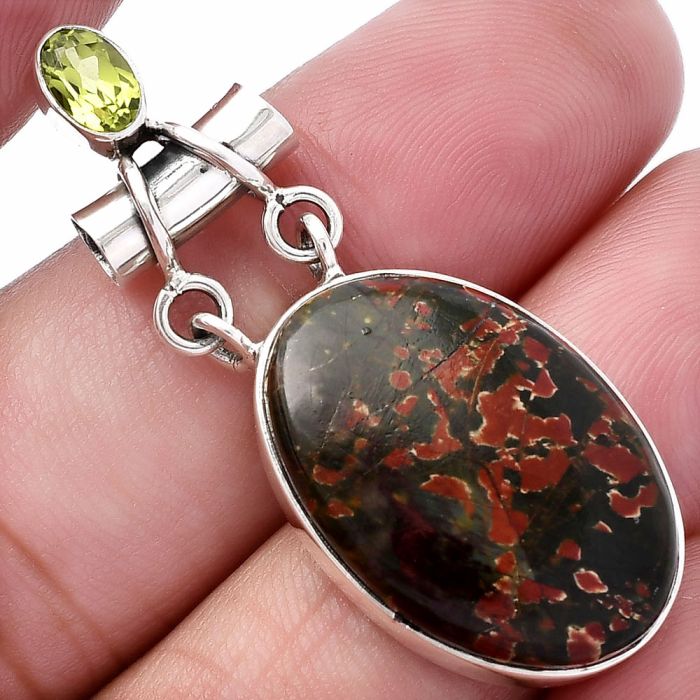 Cherry Creek and Peridot Pendant SDP144786 P-1276, 16x24 mm