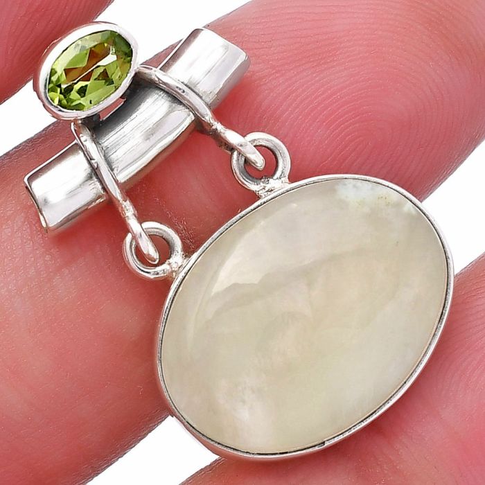 Prehnite and Peridot Pendant SDP144900 P-1276, 14x19 mm