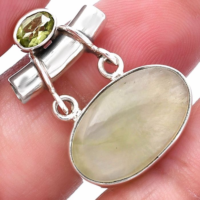 Prehnite and Peridot Pendant SDP144905 P-1276, 12x19 mm