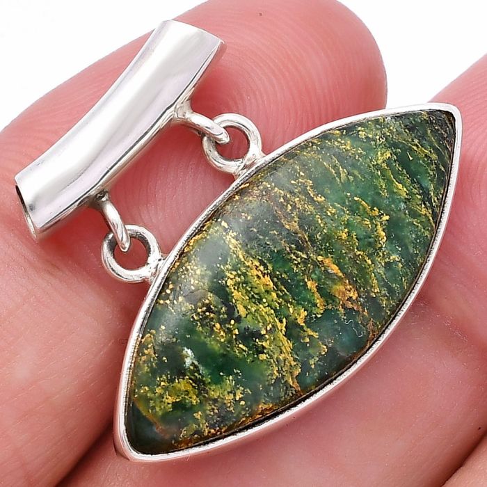 Green Fuchsite Pendant SDP144919 P-1198, 12x27 mm